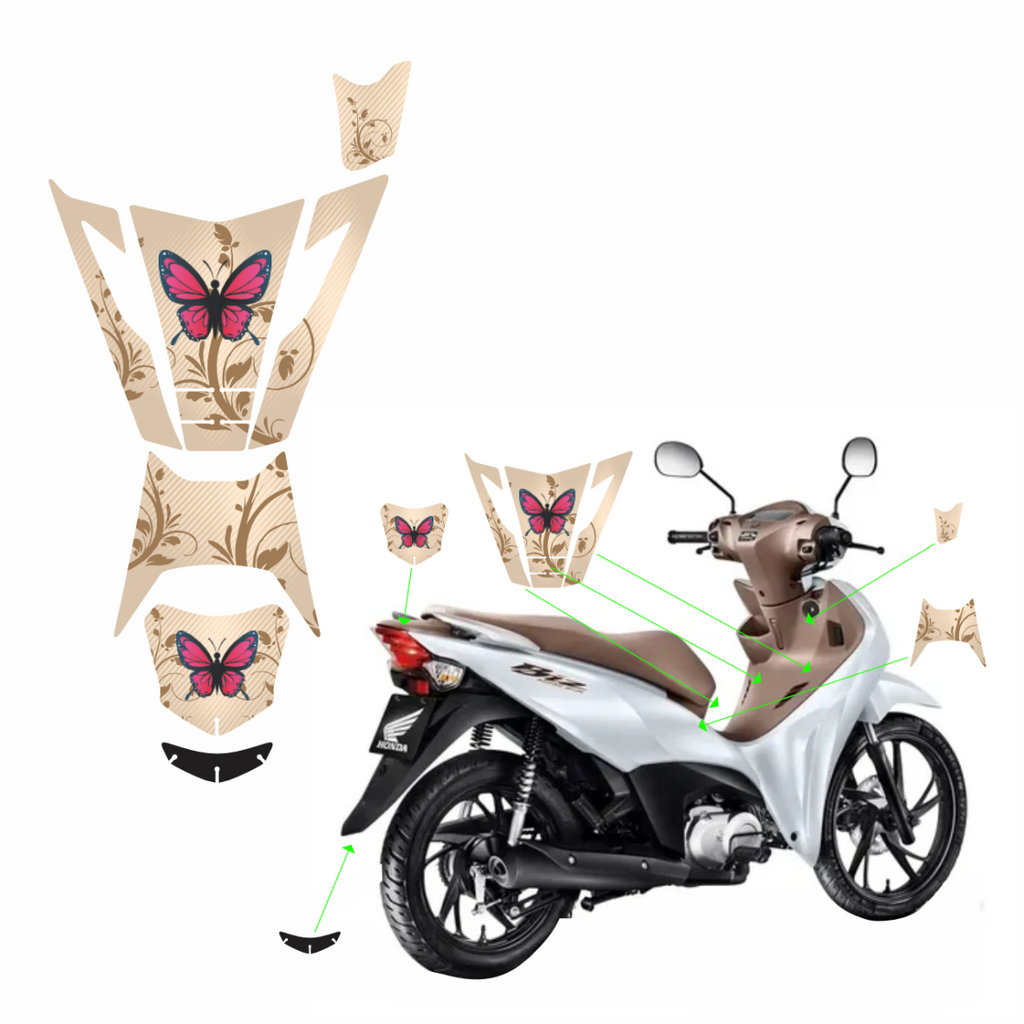 ADESIVO PROTETOR DA BIZ 2025 - BORBOLETA BEGE FOSCO - PA