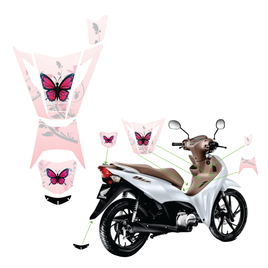 ADESIVO PROTETOR DA BIZ 2025 - BORBOLETA ROSA FOSCO - PA