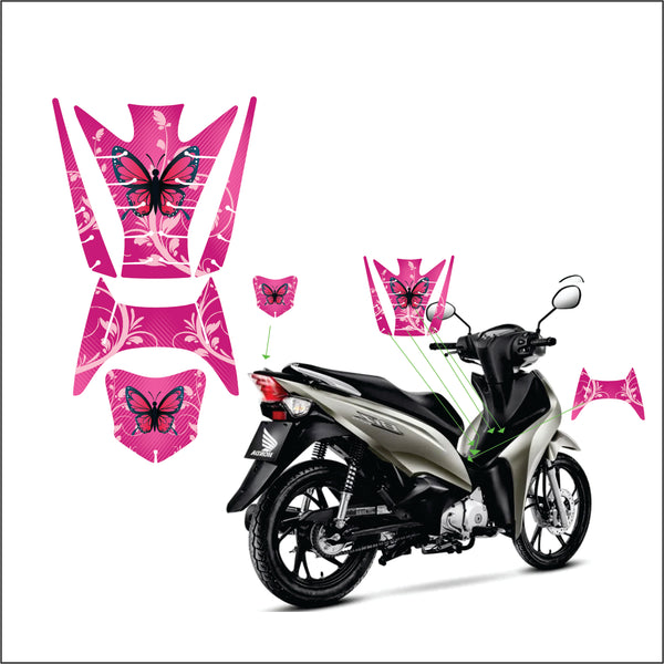 ADESIVO PROTETOR DA BIZ BORBOLETA ROSA PINK - 2024 FOSCO