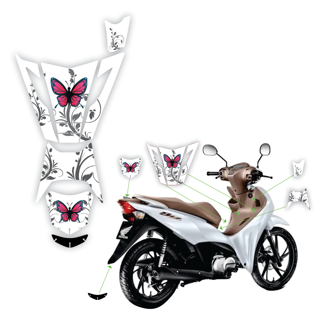 ADESIVO PROTETOR DA BIZ 2025 - BORBOLETA BRANCA - PA