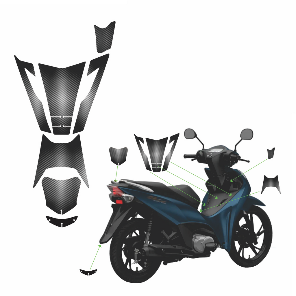 ADESIVO PROTETOR DA BIZ 2025 - FIBRA PRETO FOSCO - PA