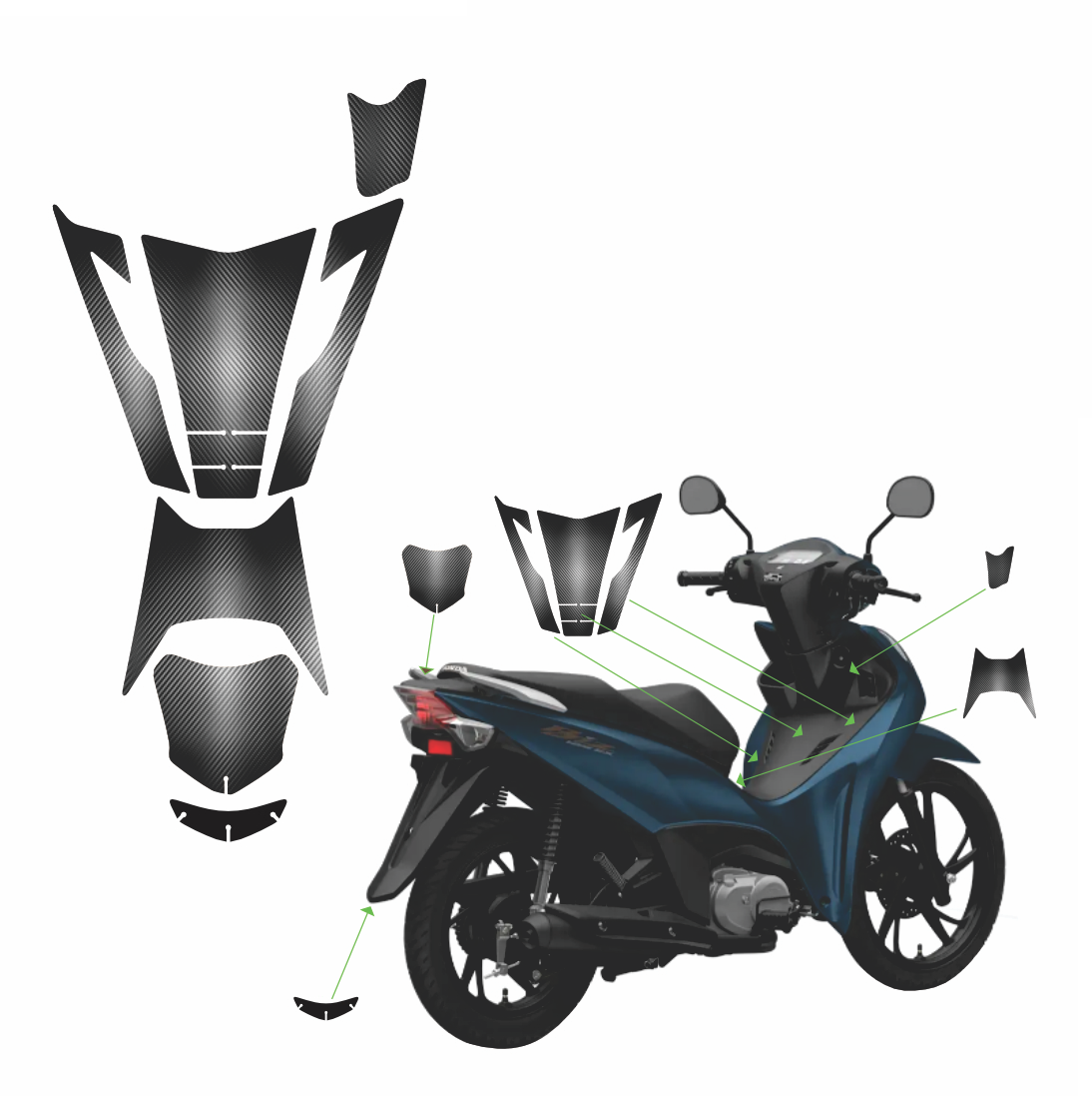 ADESIVO PROTETOR DA BIZ 2025 - FIBRA PRETO FOSCO - PA