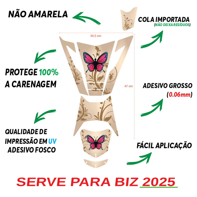 ADESIVO PROTETOR DA BIZ BORBOLETA BEGE - 2025 (LEIAM A DESCRIÇÃO)
