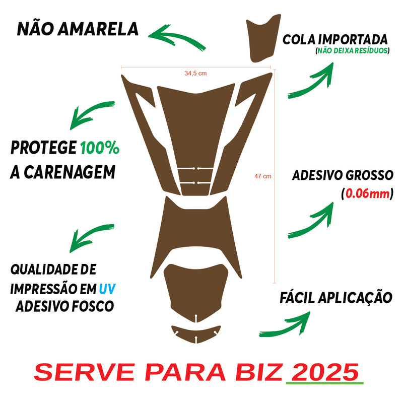 ADESIVO PROTETOR DA BIZ BEGE LISO - 2025 (LEIAM A DESCRIÇÃO)