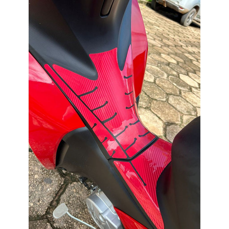 ADESIVO PROTETOR DA BIZ COMPLETO FIBRA VERMELHO- 2018 A 2024 (LEIAM A DESCRIÇÃO)