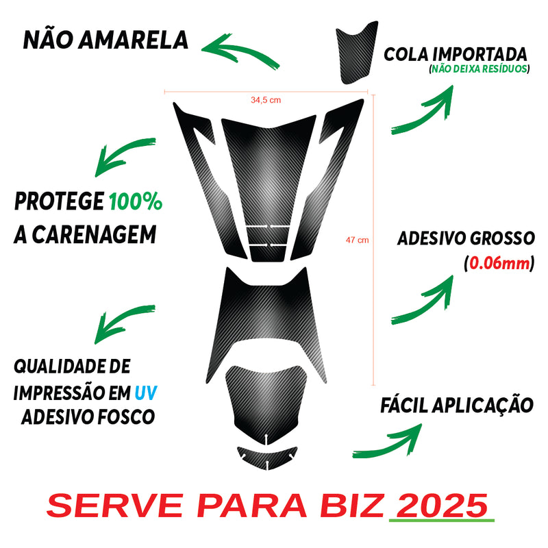 ADESIVO PROTETOR DA BIZ 2025  FIBRA PRETO FOSCO