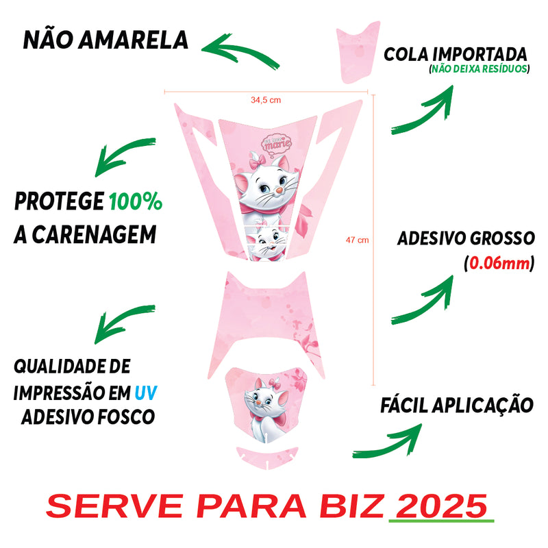 ADESIVO PROTETOR DA BIZ GATA MARIE - 2025 (LEIAM A DESCRIÇÃO)
