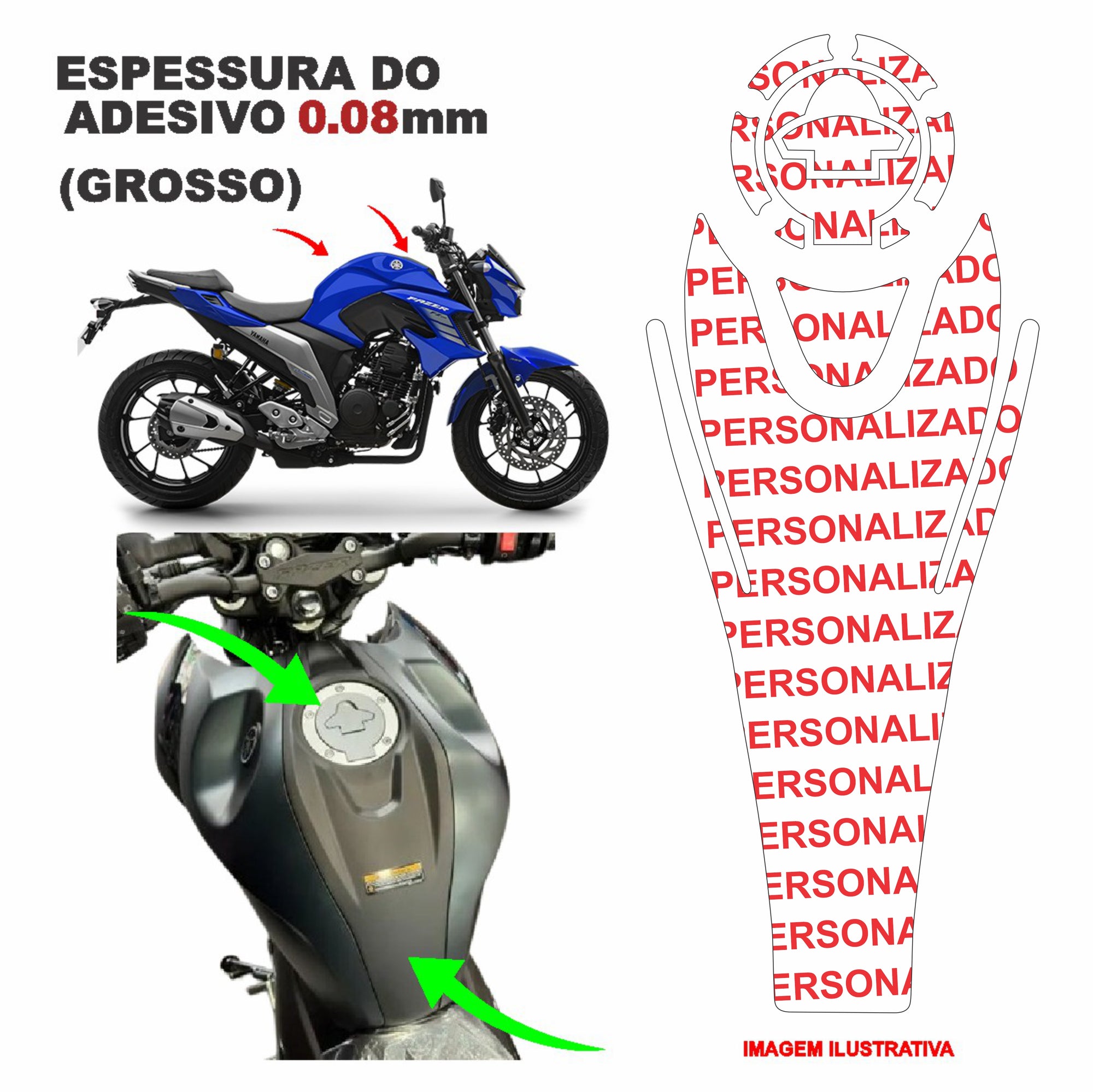 ADESIVO TANQUE DA FAZER 250 GROSSO PROTETOR - PERSONALIZADO - (LEIAM A DESCRIÇÃO)