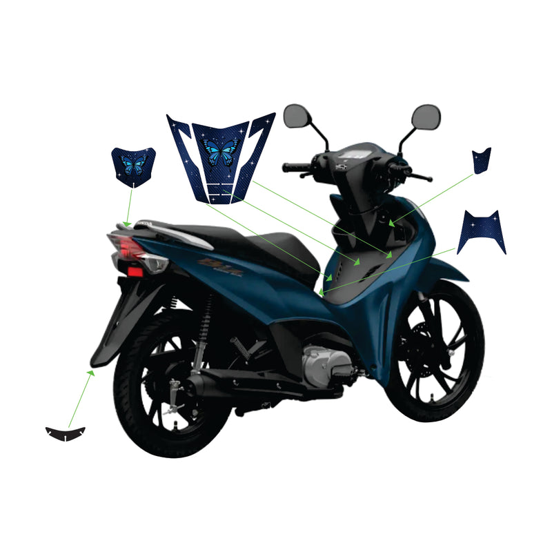 ADESIVO PROTETOR DA BIZ BORBOLETA AZUL - 2025 (LEIAM A DESCRIÇÃO)