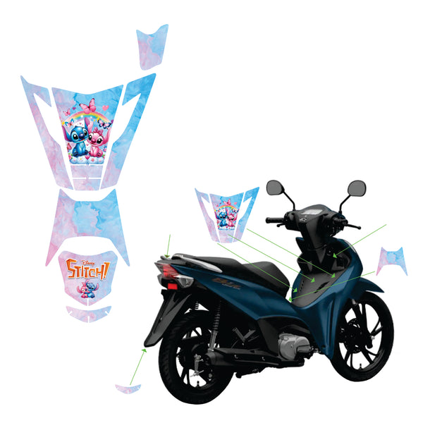 ADESIVO PROTETOR DA BIZ STITCH  AZUL E ROSA - 2025 (LEIAM A DESCRIÇÃO)