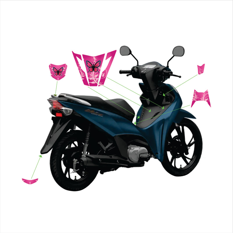 ADESIVO PROTETOR DA BIZ BORBOLETA ROSA PINK - 2025 (LEIAM A DESCRIÇÃO)