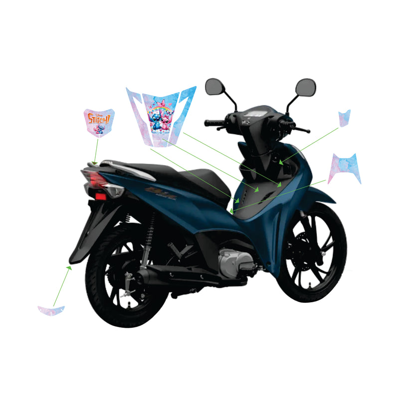 ADESIVO PROTETOR DA BIZ STITCH  AZUL E ROSA - 2025 (LEIAM A DESCRIÇÃO)