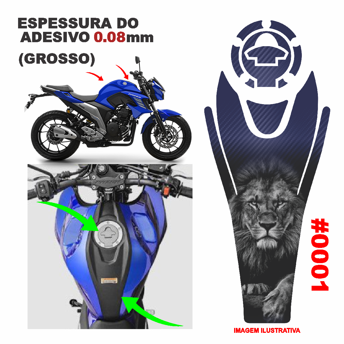 ADESIVO TANQUE DA FAZER 250 GROSSO PROTETOR - LEÃO AZUL -(LEIAM A DESCRIÇÃO)