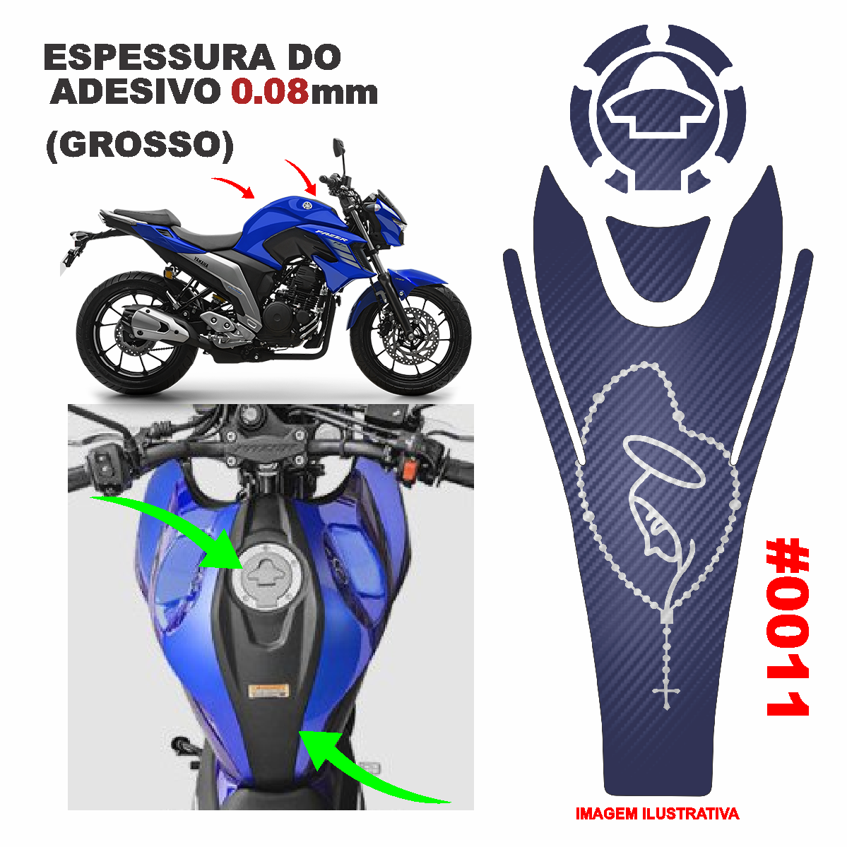 ADESIVO TANQUE DA FAZER 250 GROSSO PROTETOR - FIBRA AZUL SANTA -(LEIAM A DESCRIÇÃO)