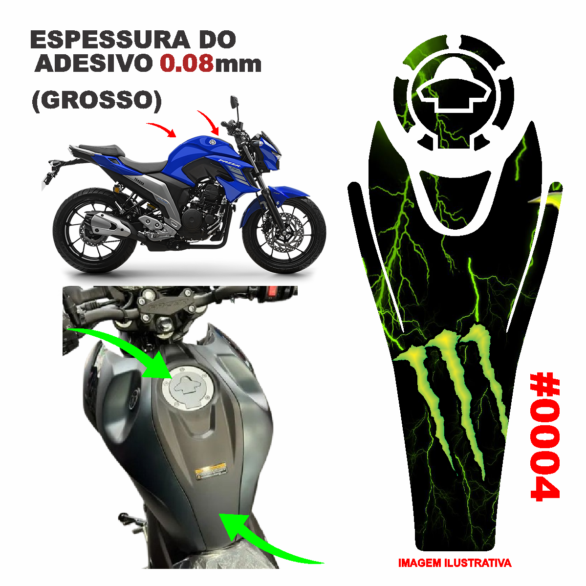 ADESIVO TANQUE DA FAZER 250 GROSSO PROTETOR - MOSNTER -(LEIAM A DESCRIÇÃO)