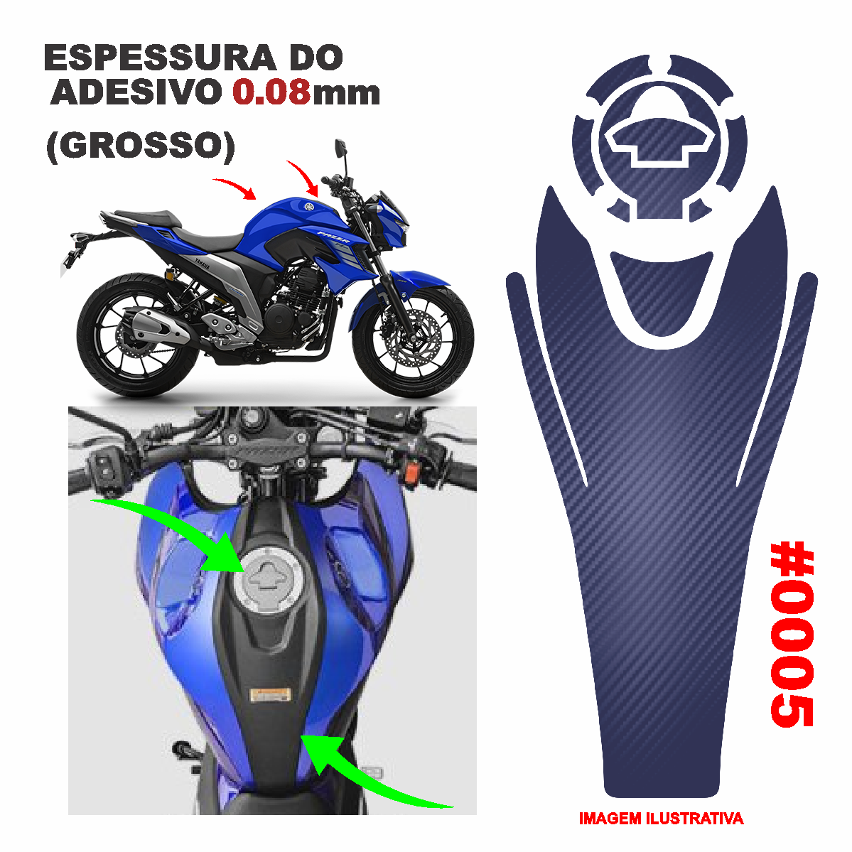ADESIVO TANQUE DA FAZER 250 GROSSO PROTETOR - FIBRA AZUL -(LEIAM A DESCRIÇÃO)