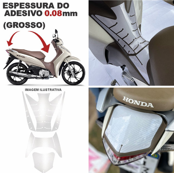 ADESIVO PROTETOR DA BIZ COMPLETO FIBRA CINZA - 2018 A 2024 (LEIAM A DESCRIÇÃO)