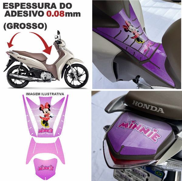 ADESIVO PROTETOR DA BIZ  COMPLETO MINNIE ROXO - 2018 A 2024 (LEIAM A DESCRIÇÃO)