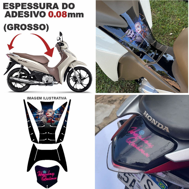 ADESIVO PROTETOR DA BIZ COMPLETO ARLEQUINA - 2018 A 2024 (LEIAM A DESCRIÇÃO)