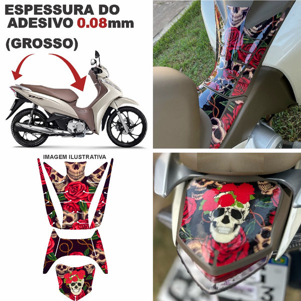 ADESIVO PROTETOR DA BIZ COMPLETO ROSA CAVEIRA - 2018 A 2024 (LEIAM A DESCRIÇÃO)