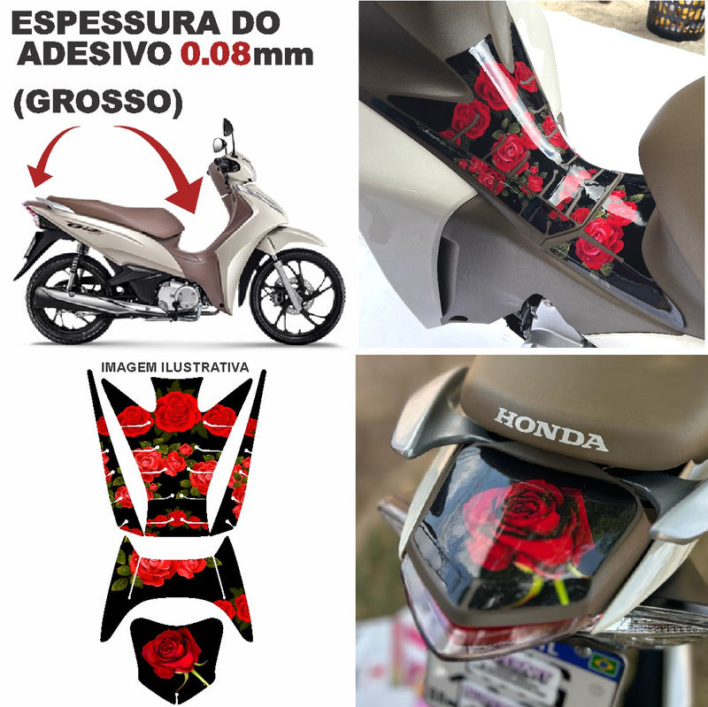 ADESIVO PROTETOR DA BIZ  COMPLETO ROSA FLOR - 2018 A 2024 (LEIAM A DESCRIÇÃO)