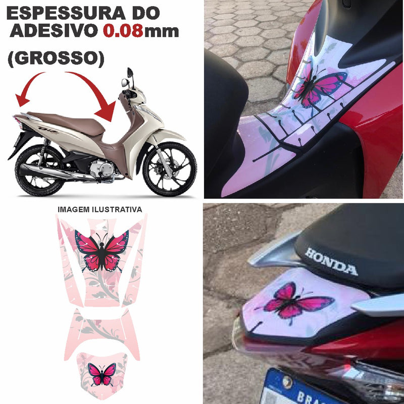 ADESIVO PROTETOR DA BIZ COMPLETO BORBOLETA ROSA - 2018 A 2024 (LEIAM A DESCRIÇÃO)