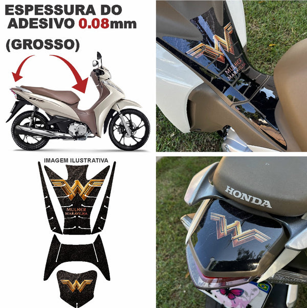 ADESIVO PROTETOR DA BIZ COMPLETO MULHER MARAVILHA PRETO - 2018 A 2024 (LEIAM DESCRIÇÃO)