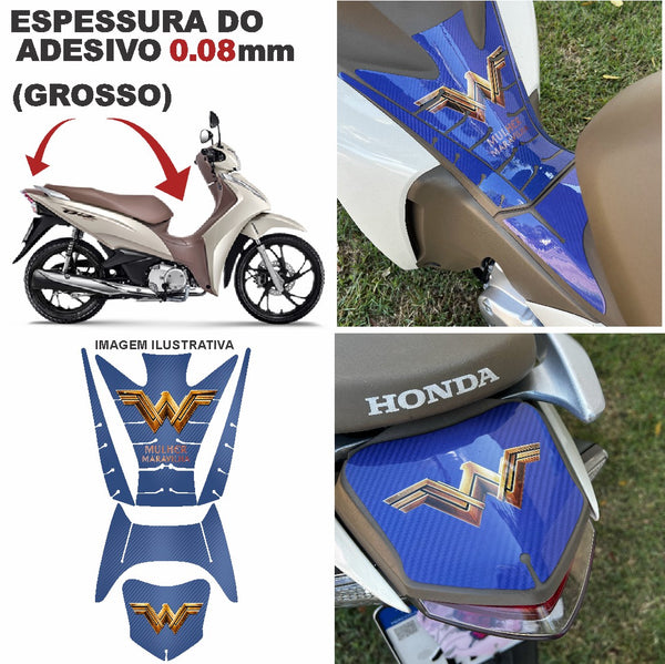 ADESIVO PROTETOR DA BIZ COMPLETO MULHER MARAVILHA AZUL - 2018 A 2024 (LEIAM DESCRIÇÃO)