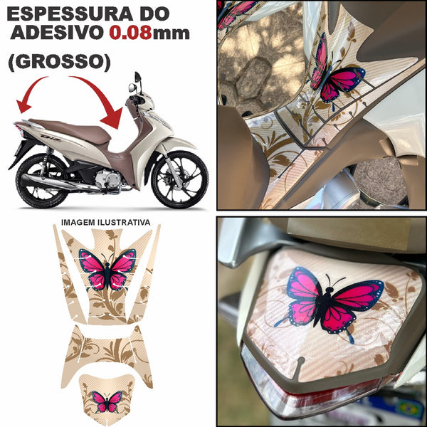 ADESIVO PROTETOR DA BIZ  COMPLETO BORBOLETA BEGE - 2018 A 2024