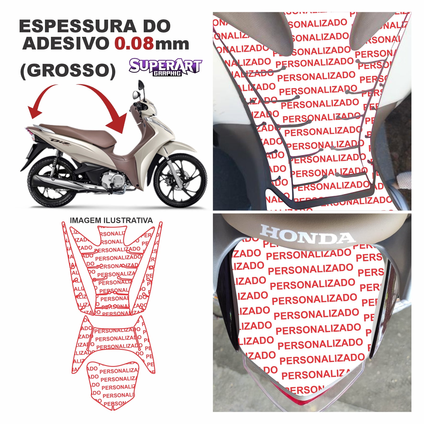 ADESIVO PROTETOR DA BIZ  COMPLETO PERSONALIZADO - 2018 A 2024