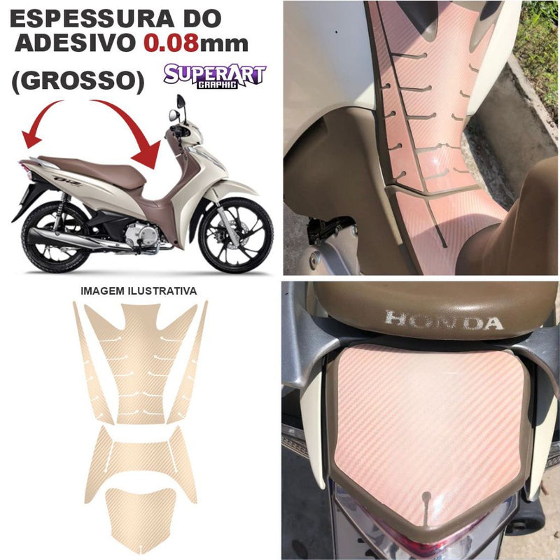 ADESIVO PROTETOR DA BIZ COMPLETO FIBRA BEGE CLARO - 2018 A 2024 (LEIAM A DESCRIÇÃO)